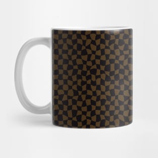 Warped Checkerboard, Black and Brown Mug